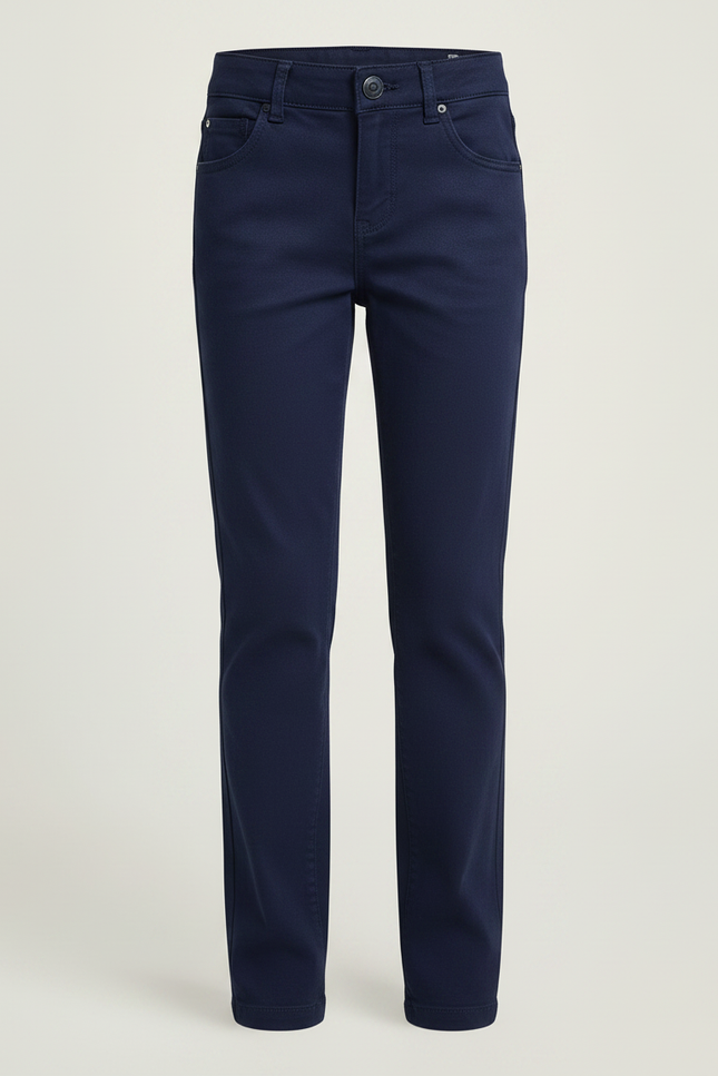 Pantalon Chino Bleu Marine Coton Slim Fille - vue 3