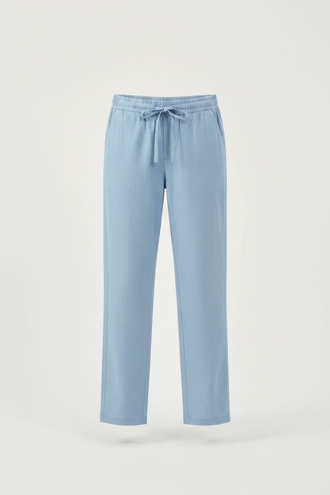 Pantalon Chino Bleu Ciel Ample Lin Enfant Décontracté - vue 3