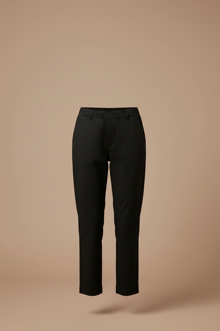 Pantalon Chino Noir Droit Taille Haute Décontracté - Polyester - vue 3