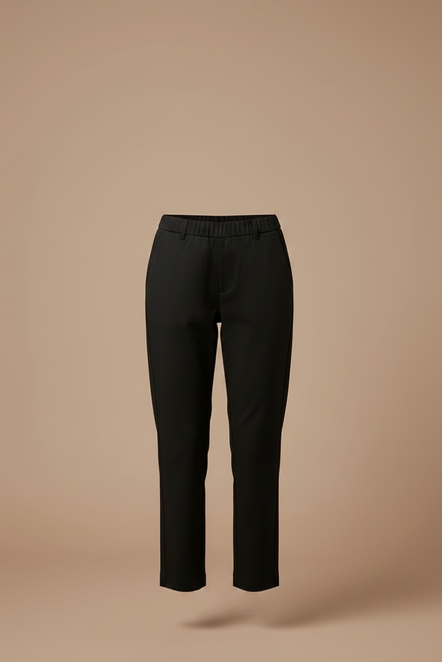 Pantalon Chino Noir Droit Taille Haute Décontracté - Polyester - vue 3