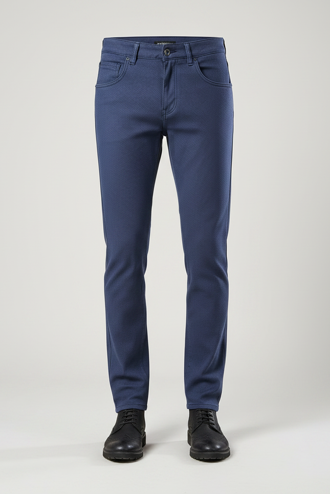 Pantalon Chino Bleu Marine Coton Stretch Slim Homme - vue 3