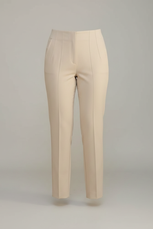 Pantalon Chino Beige Slim Élégant Femme Cropped - Gabardine - vue 3
