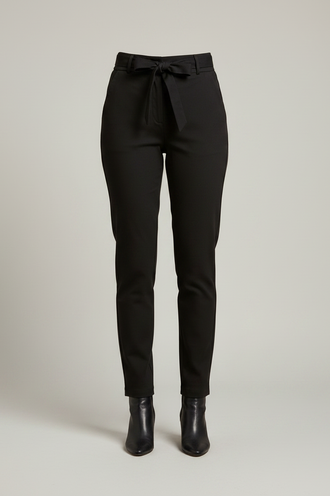 Pantalon Chino Noir Taille Haute Femme Élégant - Gabardine - vue 3
