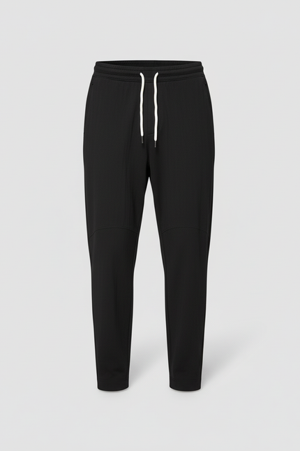 Pantalon Chino Noir Ample Coton Cordon Décontracté - Maille - vue 3