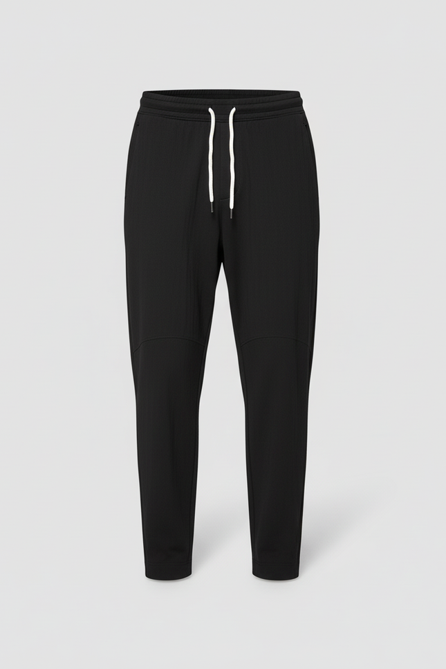 Pantalon Chino Noir Ample Coton Cordon Décontracté - Maille - vue 3