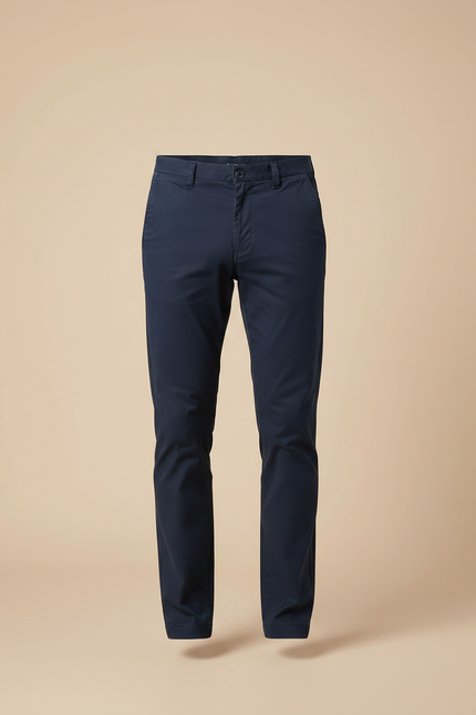 Pantalon Chino Bleu Marine Coton Stretch Coupe Slim - vue 3