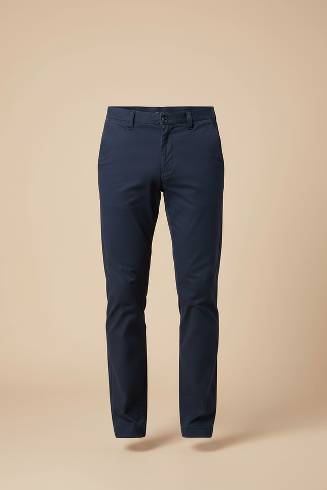 Pantalon Chino Bleu Marine Coton Stretch Coupe Slim - vue 3