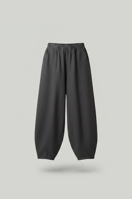 Pantalon Chino Gris Ample Coton Lin Enfant Décontracté - vue 2
