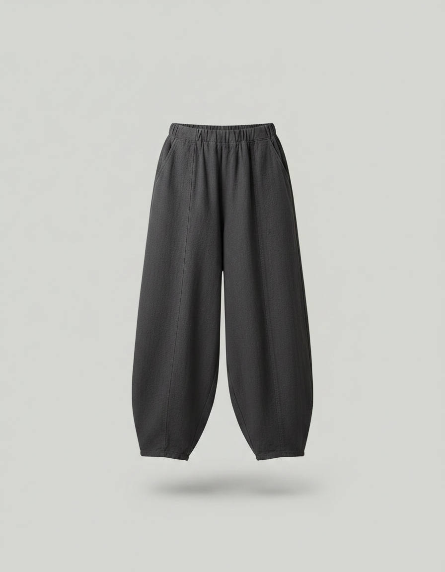 Pantalon Chino Gris Ample Coton Lin Enfant Décontracté - vue 2