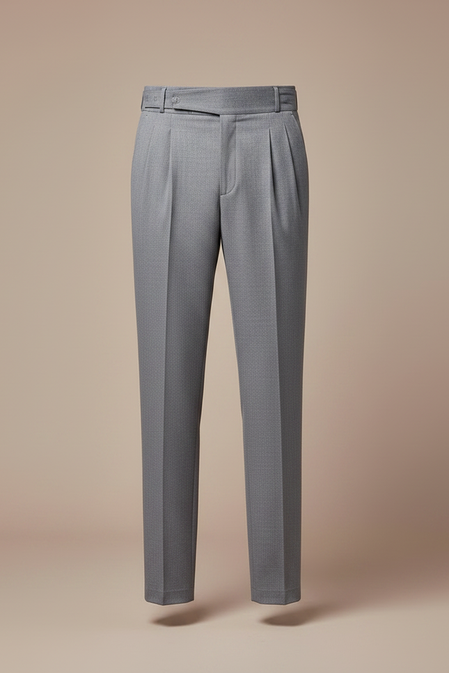 Pantalon Chino Gris Plissé Taille Haute Formel Homme - Gabardine - vue 3