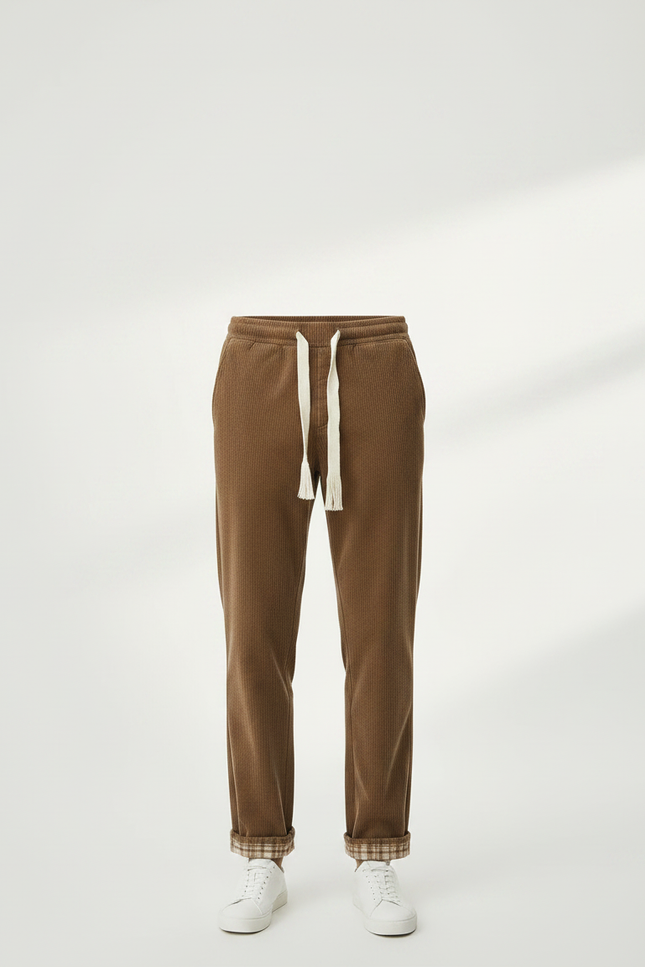Pantalon Chino Marron Côtelé Droit Cordon Homme - Cordé - vue 3