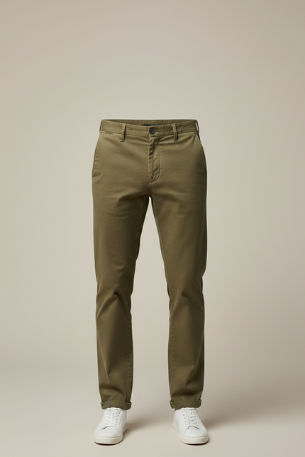 Pantalon Chino Kaki Coton Droit Homme Décontracté - vue 3