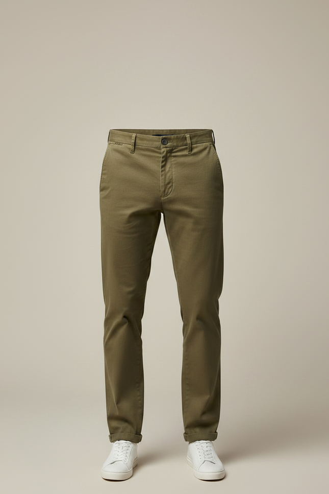 Pantalon Chino Kaki Coton Droit Homme Décontracté - vue 3