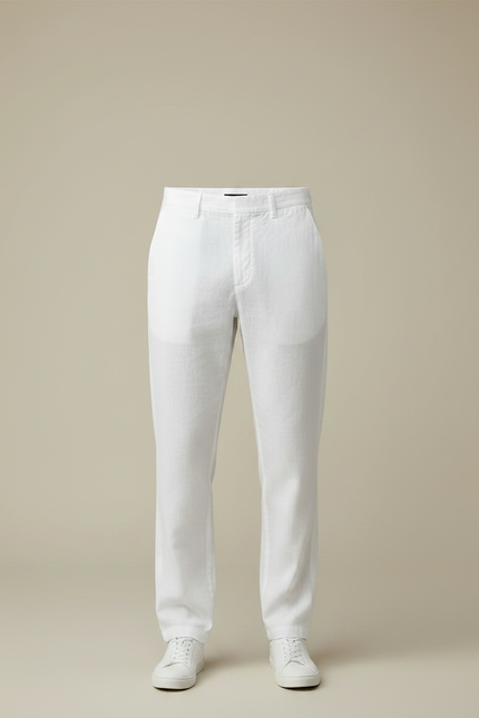 Pantalon Chino Blanc Lin Coton Droit Homme Décontracté - vue 3