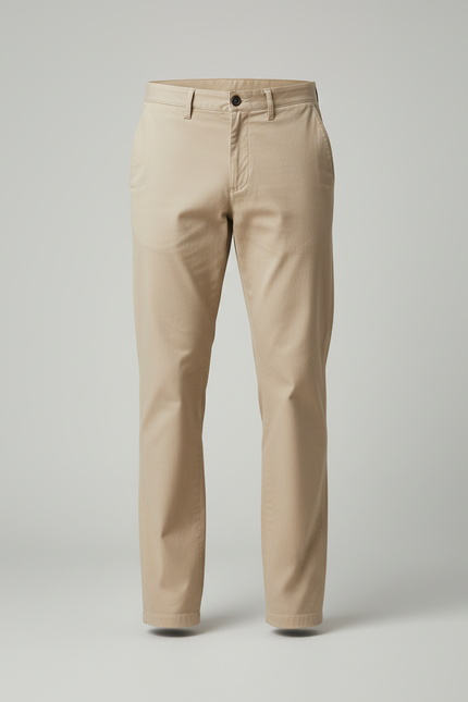 Pantalon Homme Chino Coupe Droite - Beige Gabardine - vue 3