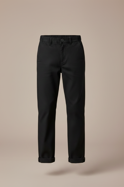 Pantalon Chino Noir Coton Droit Décontracté Enfant Garçon - vue 3