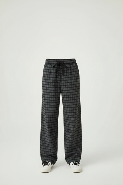 Pantalon Chino Carreaux Gris Ample Droit Enfant - Tweed - vue 3