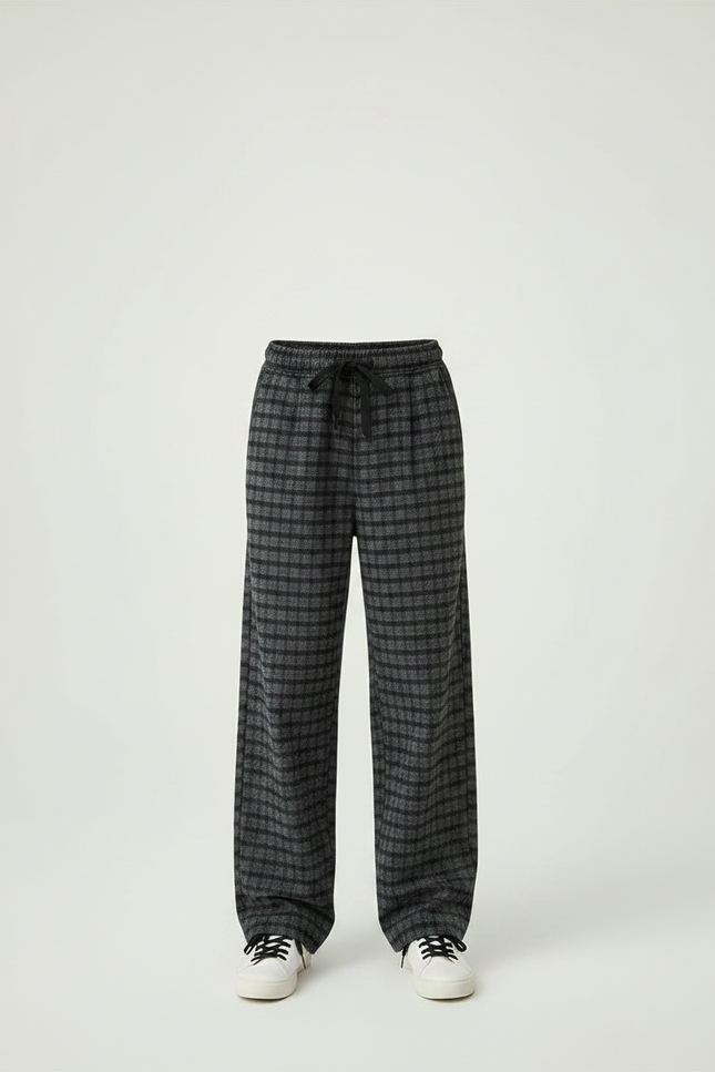 Pantalon Chino Carreaux Gris Ample Droit Enfant - Tweed - vue 3