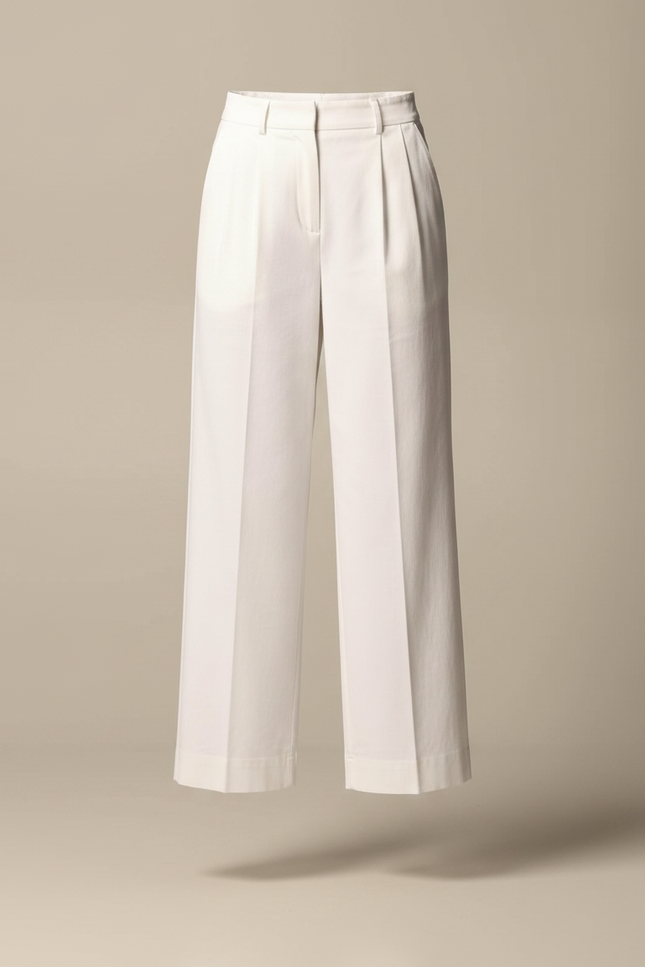 Pantalon Chino Blanc Ample Plissé Femme Élégant - Gabardine - vue 3
