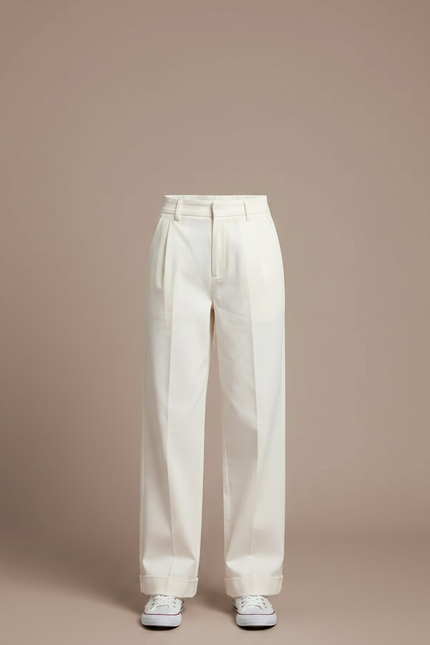 Pantalon Chino Écru Plissé Ample Décontracté Enfant - Beige Coton - vue 3