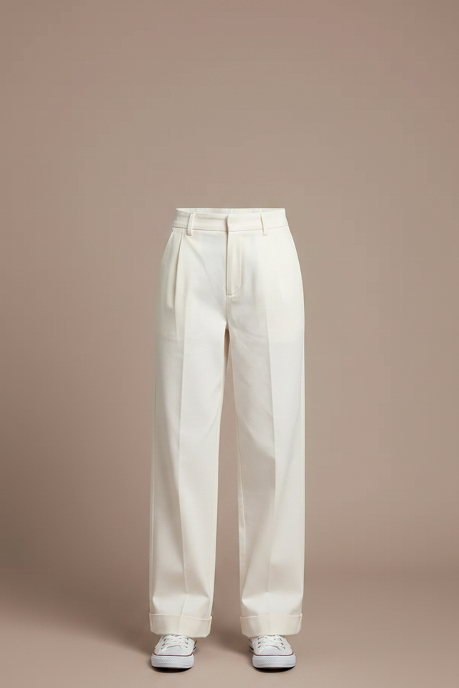 Pantalon Chino Écru Plissé Ample Décontracté Enfant - Beige Coton - vue 3