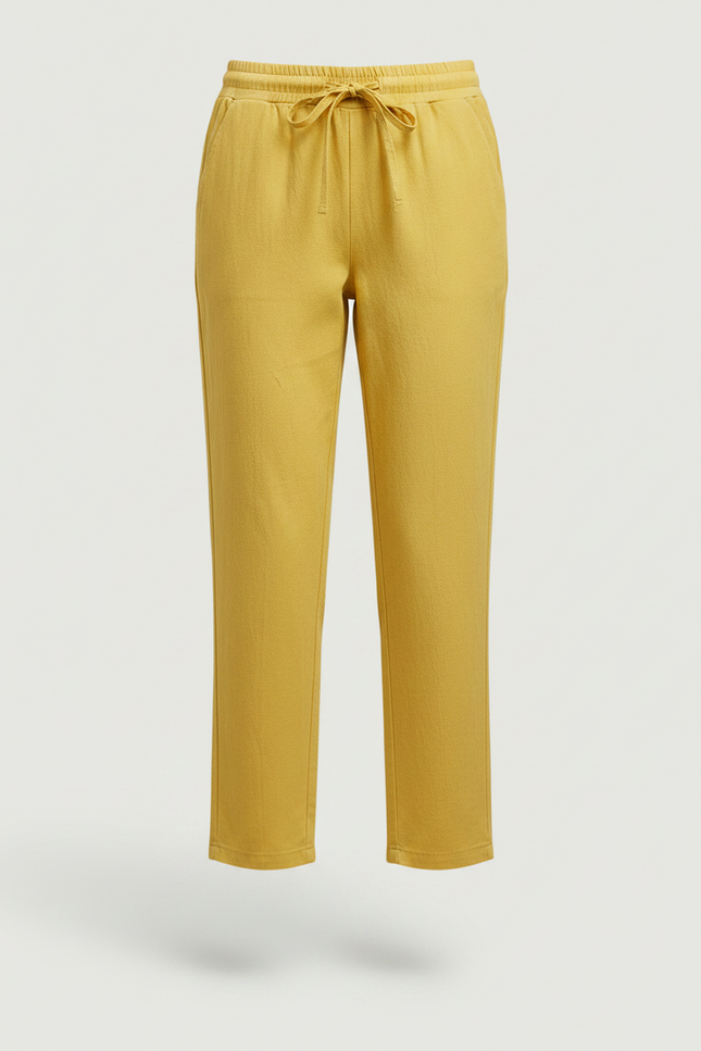Pantalon Chino Jaune Coton Lin Décontracté Femme - vue 3