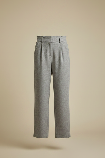 Pantalon Chino Gris Taille Haute Ample Décontracté Femme - Tweed - vue 3