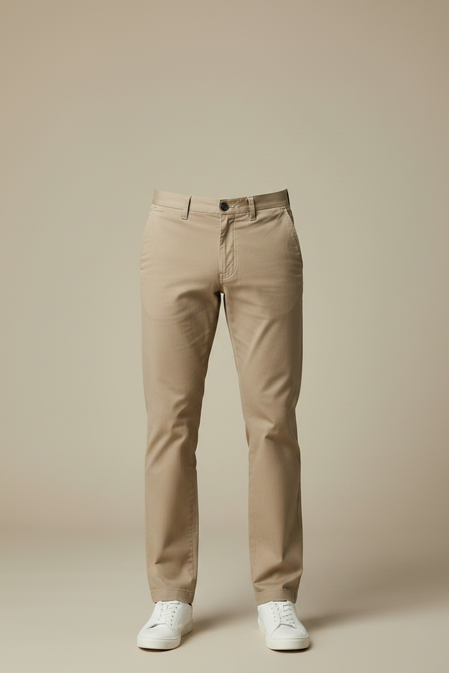 Pantalon Chino Homme Beige Coton Droit Décontracté - vue 3