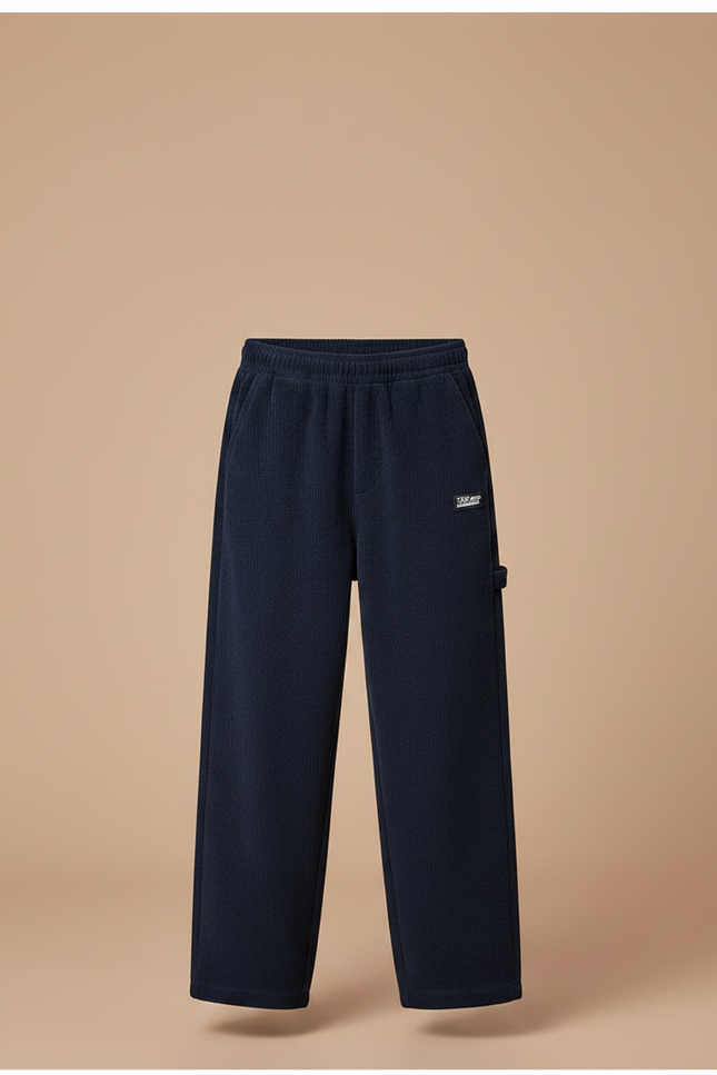 Pantalon Chino Bleu Marine Côtelé Ample Décontracté Enfant - Cordé - vue 3