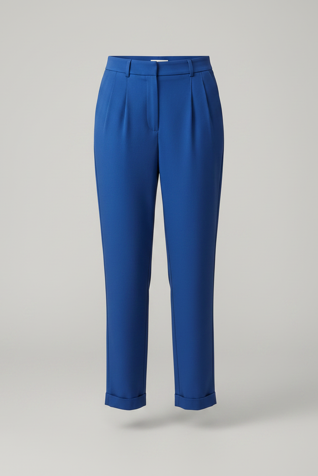 Pantalon Chino Bleu Royal Plissé Élégant Femme - Gabardine - vue 3