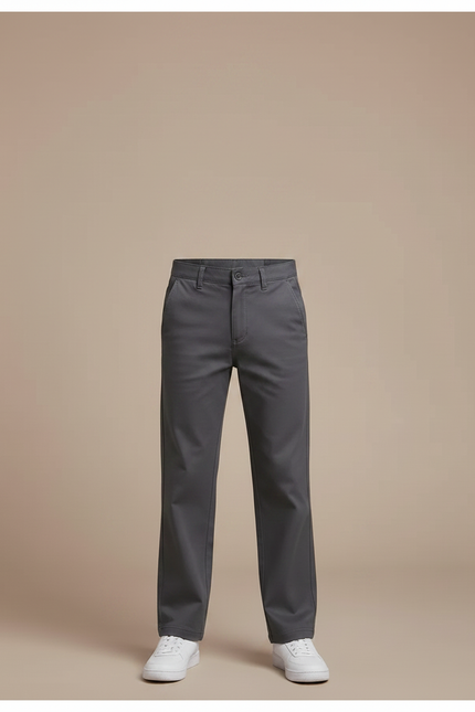 Pantalon Chino Gris Coton Droit Garçon Uni - Gabardine - vue 3
