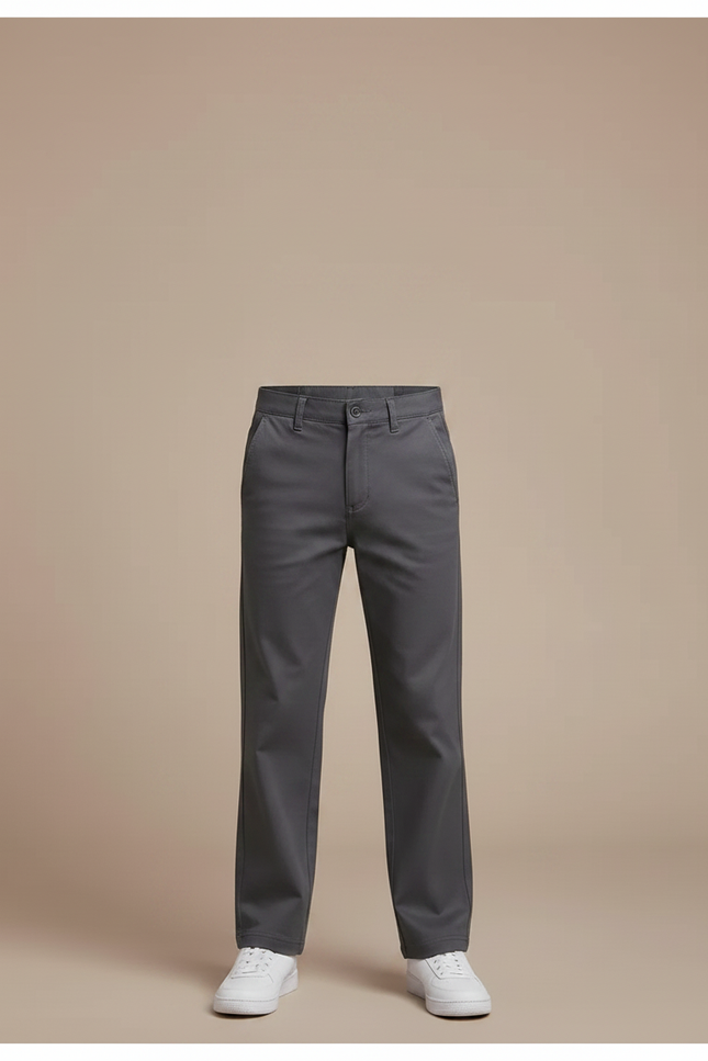 Pantalon Chino Gris Coton Droit Garçon Uni - Gabardine - vue 3