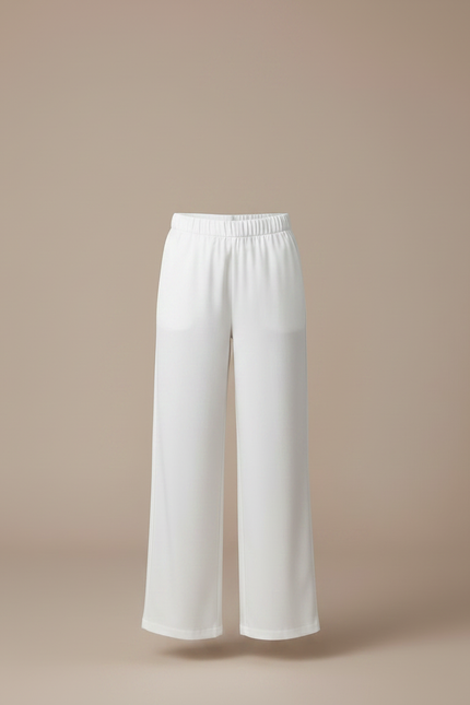 Pantalon Chino Blanc Ample Élastique Fluide Enfant - Viscose - vue 3