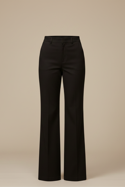 Pantalon Chino Noir Évasé Taille Haute Femme - Gabardine - vue 3