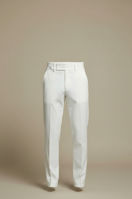 Pantalon Chino Blanc Taille Haute Droit Élégant Homme - Gabardine - vue 3