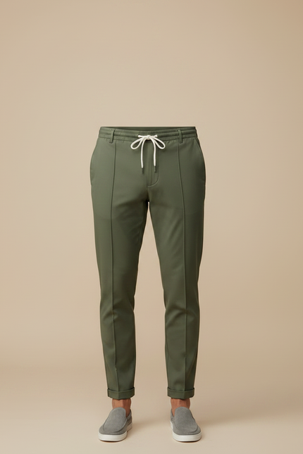 Pantalon Chino Vert Kaki Cordon Droit Décontracté Homme - Gabardine - vue 3