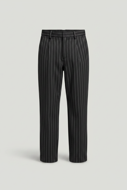 Pantalon Chino Noir Rayé Droit Décontracté Enfant - Gabardine - vue 3