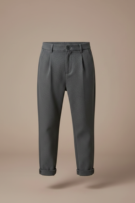 Pantalon Chino Gris Plissé Décontracté Enfant - Gabardine - vue 3