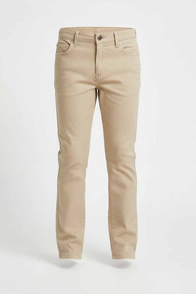 Pantalon Chino Beige Coton Slim Décontracté Garçon - vue 3