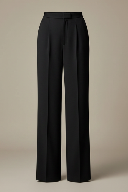 Pantalon Chino Noir Taille Haute Ample Élégant Femme - Polyester - vue 3