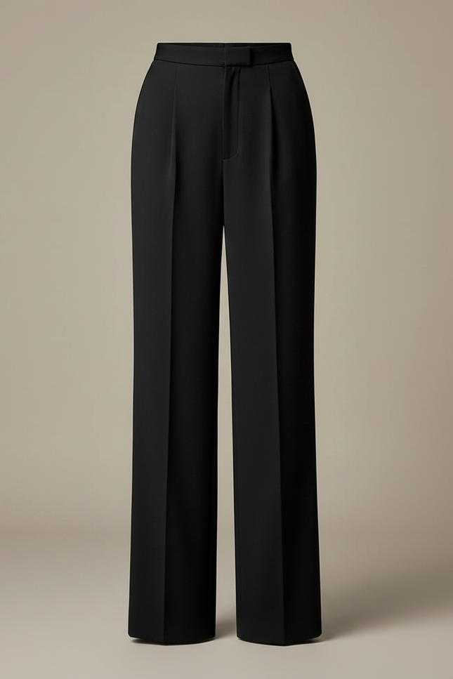 Pantalon Chino Noir Taille Haute Ample Élégant Femme - Polyester - vue 3