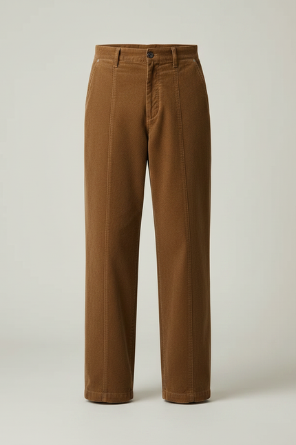 Pantalon Chino Marron Côtelé Ample Décontracté Homme - Cordé - vue 3