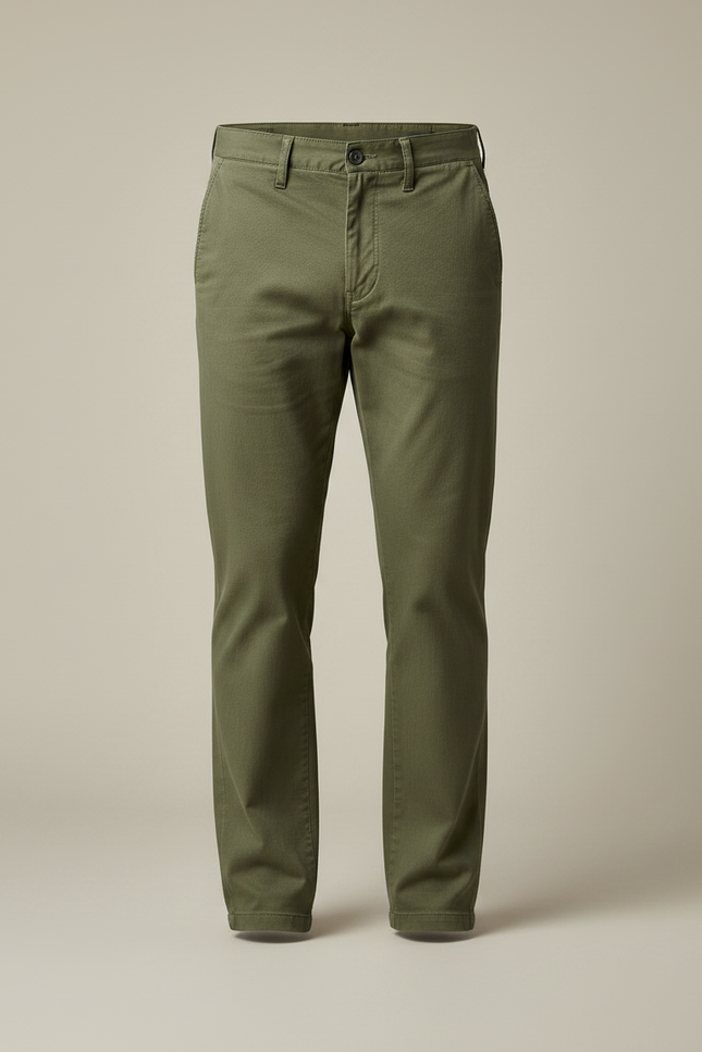 Pantalon Chino Kaki Coton Droit Décontracté Homme - vue 3