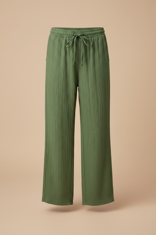 Pantalon Chino Vert Ample Plissé Enfant Décontracté - Coton - vue 3