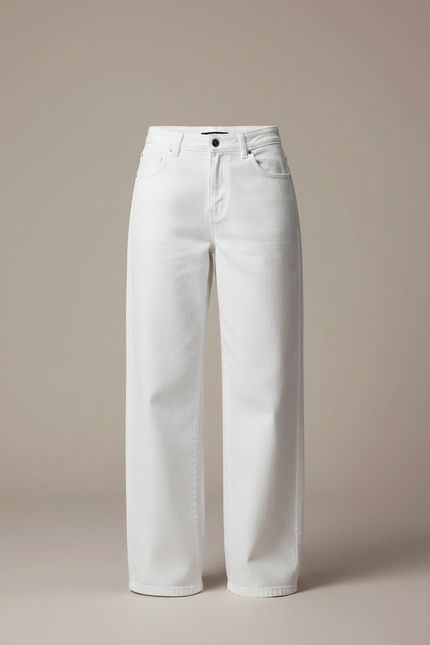 Pantalon Chino Femme Blanc Large - Jean - vue 3