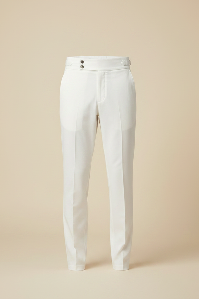 Pantalon Chino Blanc Cassé Taille Haute Élégant Homme - Gabardine - vue 3