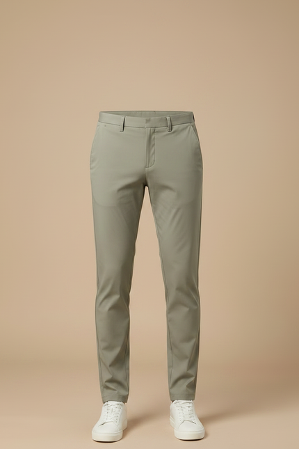 Pantalon Chino Vert Olive Slim Extensible Homme - Kaki Polyester - vue 3