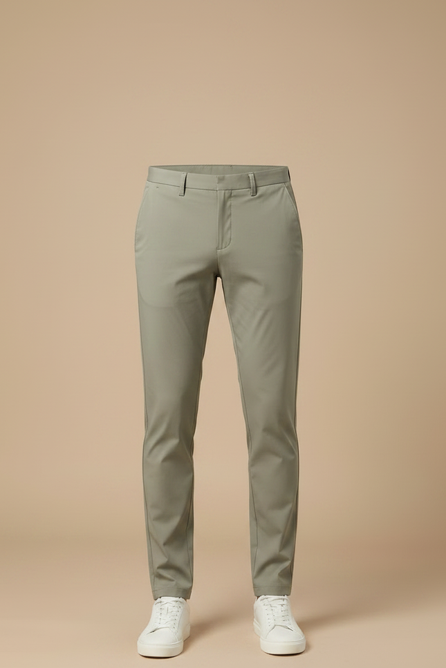 Pantalon Chino Vert Olive Slim Extensible Homme - Kaki Polyester - vue 3