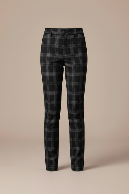 Pantalon Chino Noir Carreaux Droit Décontracté Enfant - Gabardine - vue 3