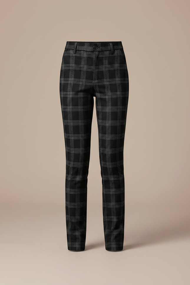 Pantalon Chino Noir Carreaux Droit Décontracté Enfant - Gabardine - vue 3
